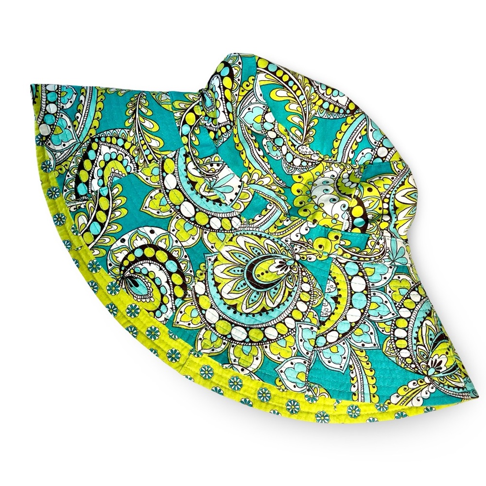 Vera Bradley Reversible Cotton Blue and Green Peacock Print Sun Bucket Hat O/S - Picture 3 of 7